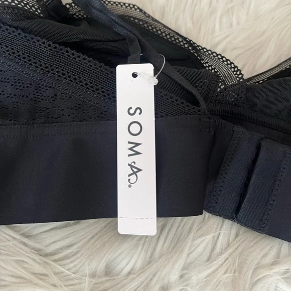 {Soma} Triangle Bralette with Lace in Black - Womens Large - NWT - Picture 9 of 13